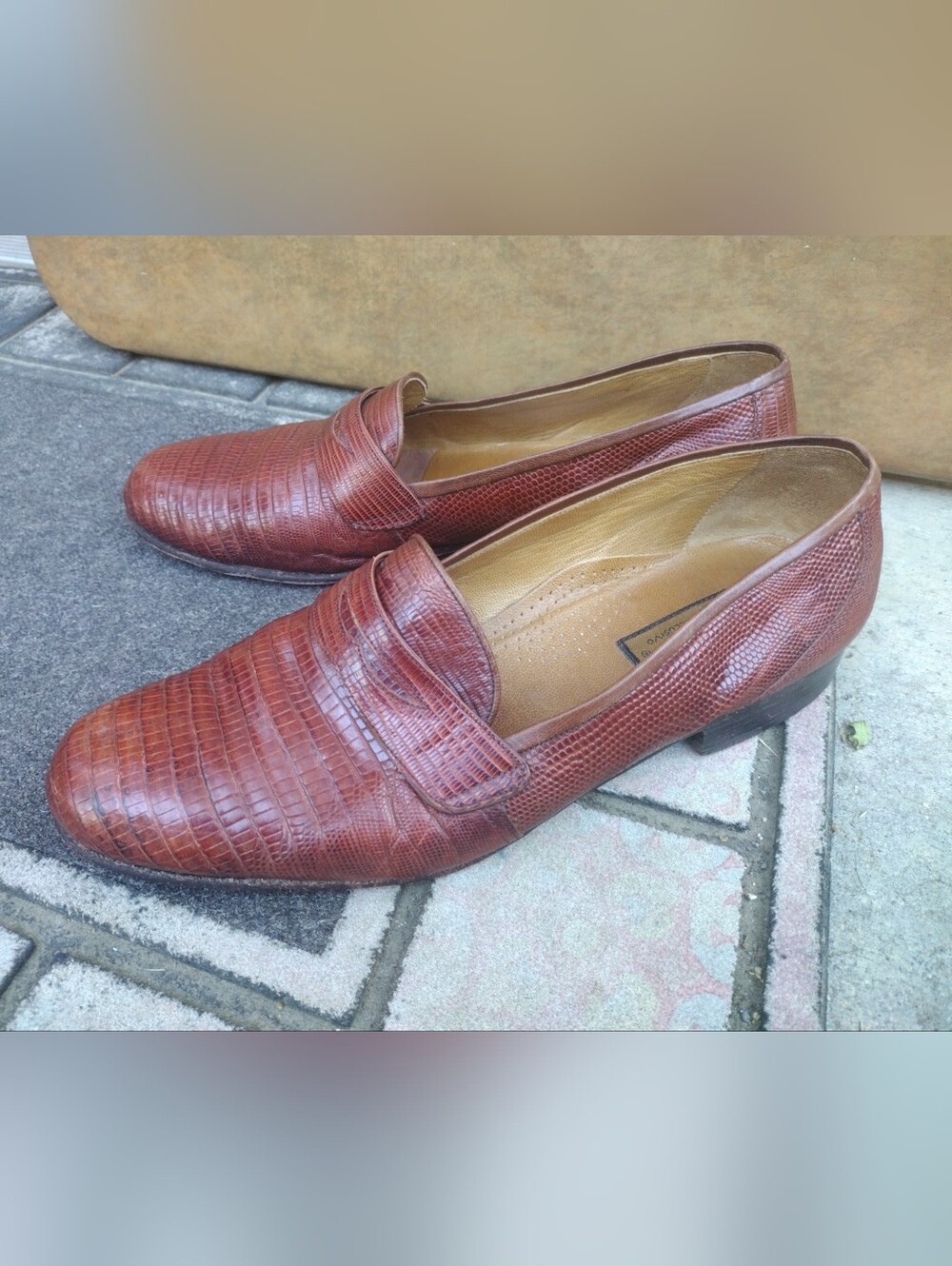Vintage Emilio Bianco Men's Size 12 Lizard Leather Loafers. Good Condition
